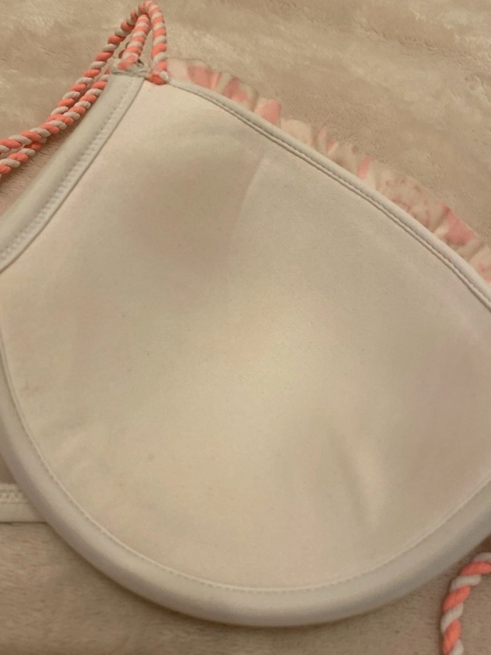 Victoria's Secret White & Peach Ruffle Halter Bikini Set - Picture 10 of 16